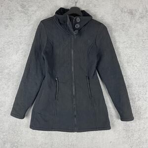 North Face Jacket Womens Medium Black Quilted Full Zip High Collar Fleece Lined